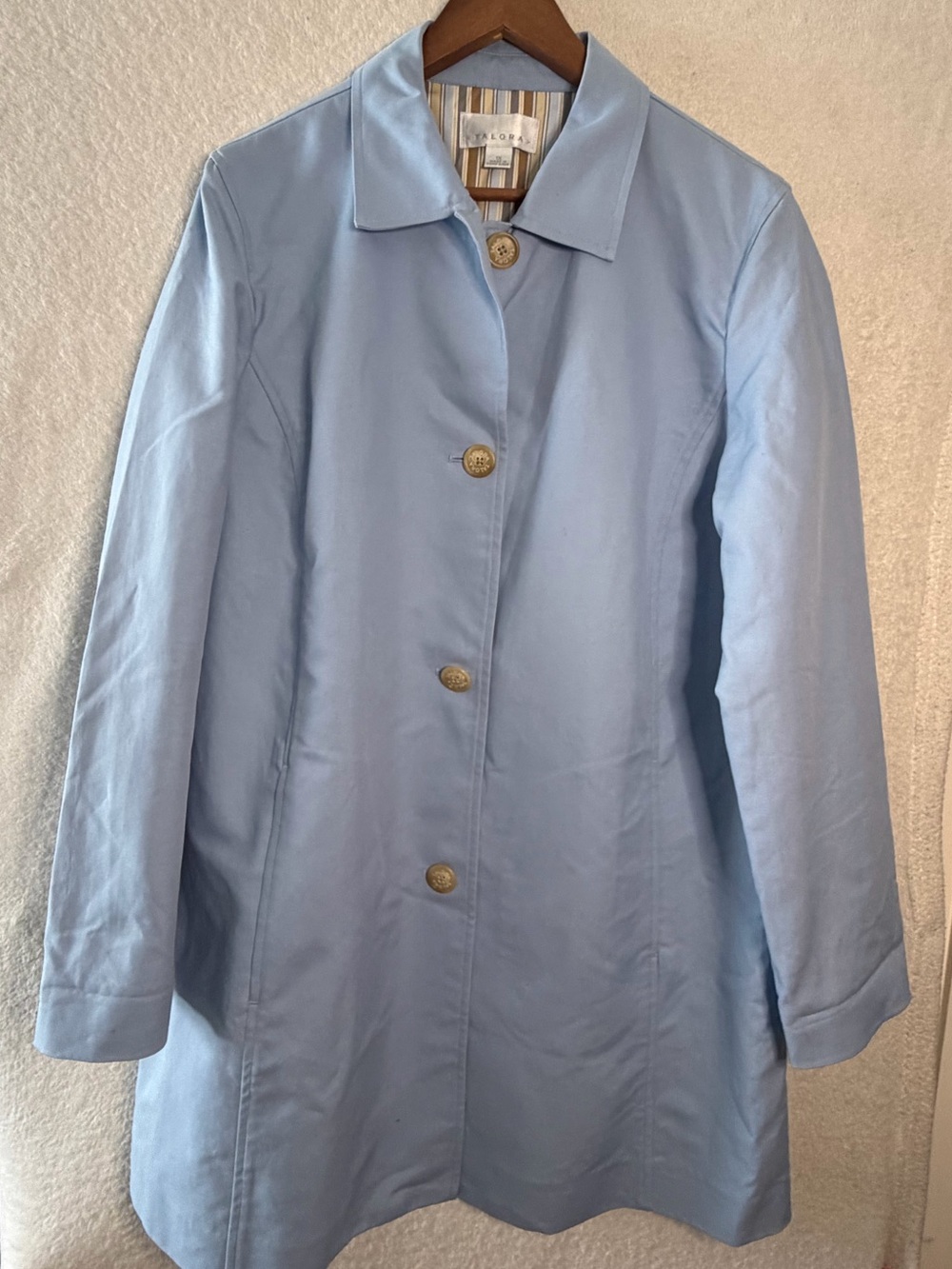 Talora Women’s Light Blue Button Front Coat Jacket Cotton Blend Size 1X